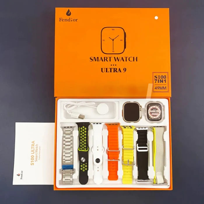 Smartwatch Serie 9 Ultra A prova d'áqua + Kit 7 Pulseiras