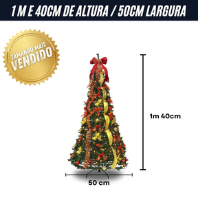 Oferta BLACK FRIDAY | Árvore de Natal Retrátil com enfeites e luzes (+ Brinde EXCLUSIVO)