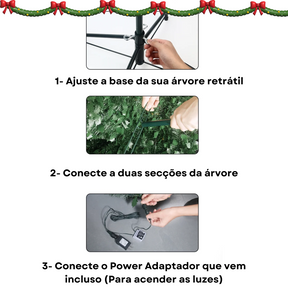 Oferta BLACK FRIDAY | Árvore de Natal Retrátil com enfeites e luzes (+ Brinde EXCLUSIVO)