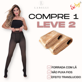 KIT MEIA CALÇA LABELLI FORRADA TRANSLÚCIDA (COMPRE 1 LEVE 2)