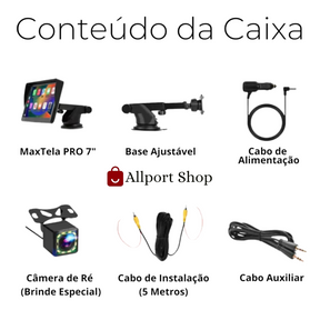 Tela Multimídia com CarPlay MaxTela Pro 7" + 🎁 Câmera de Ré - Allportshope