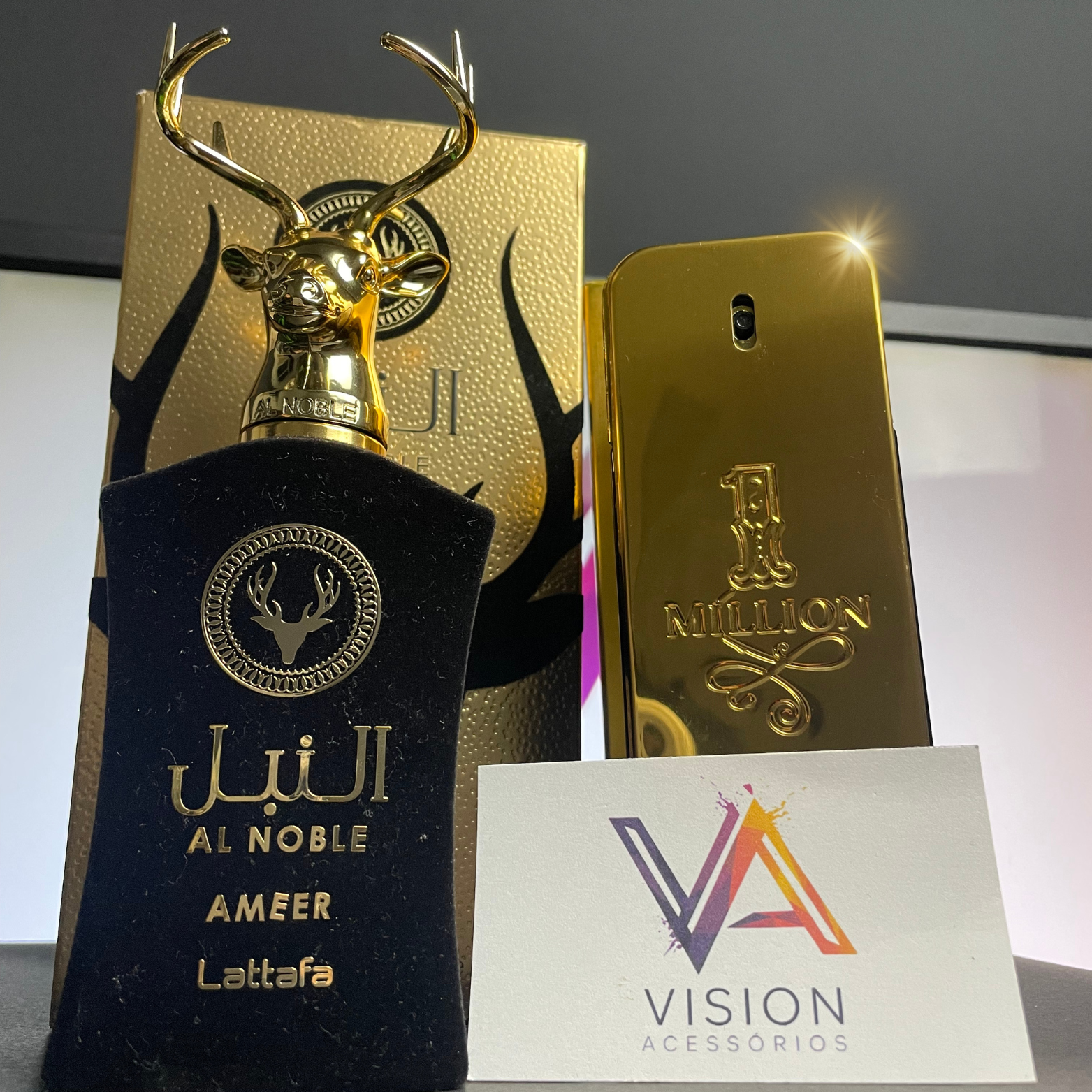 Exclusivo: KIT Vision Perfume Al Noble Ameer de Lattafa (100ml) + One Million Eau de Parfum (100ml) + Envio Grátis