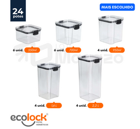 Goodlock™ - Kit 24 Potes Herméticos de Vidro + (Brindes Exclusivos)