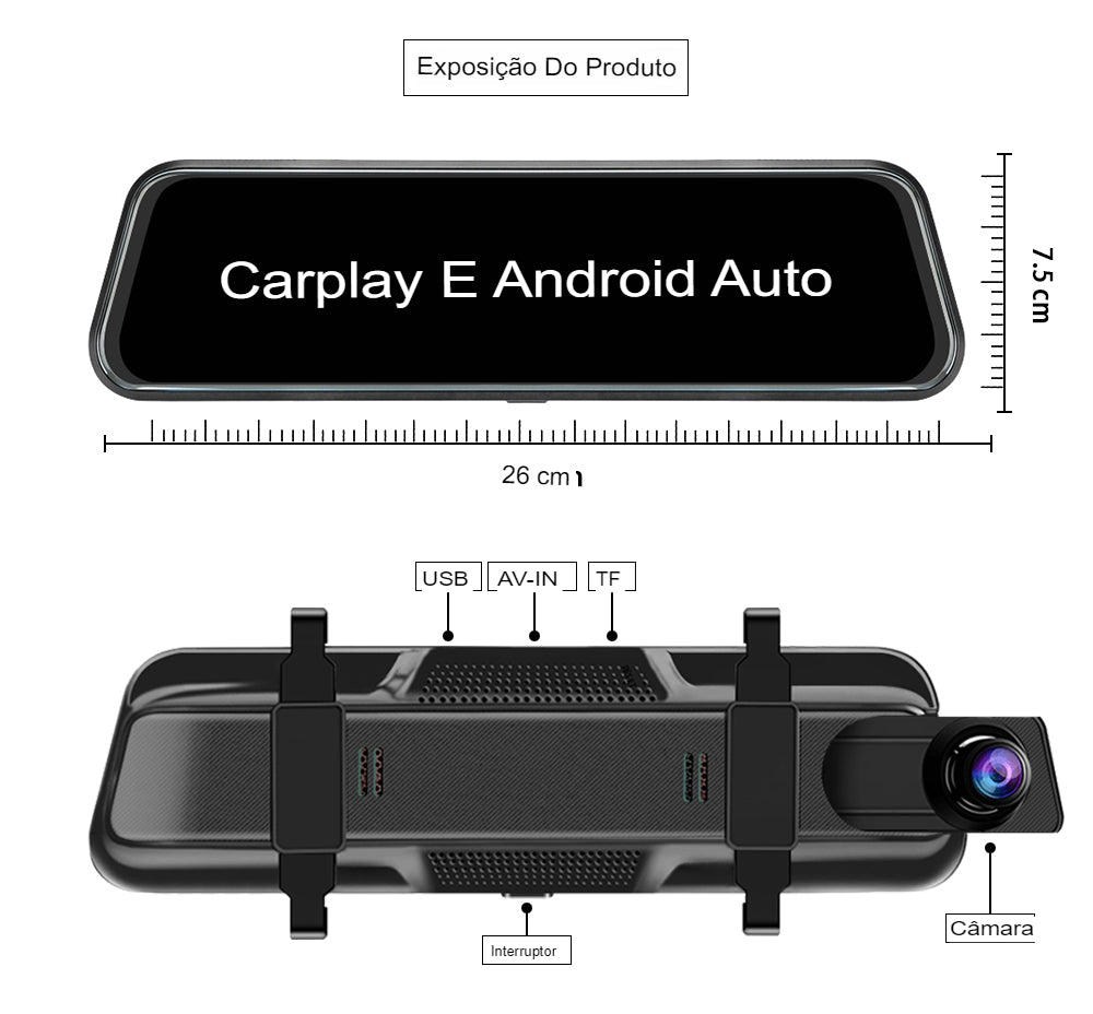 Oferta Black Friday: Retrovisor Multimídia VISION [COM CÂMERA DE RÉ]