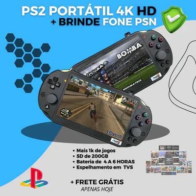 PS2 PORTÁTIL HD - TODOS OS JOGOS DA SUA INFÂCIA NA PALMA DA SUA MÃO + FONE PSN E PEN DRIVE COM 1000 JOGOS DE BRINDE! - Allport Shop